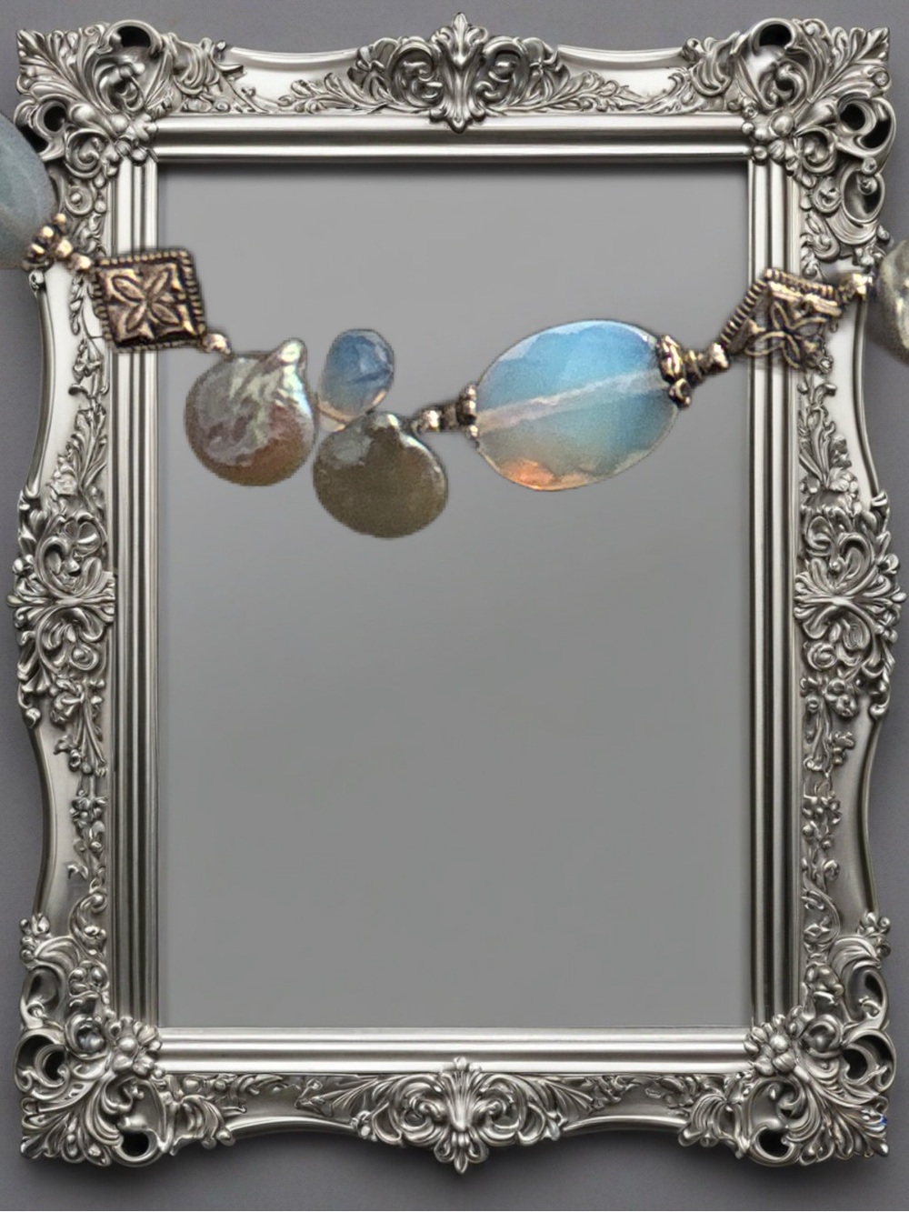 Baroque Pearl & Elegant Blue Opal Glass Bead Necklace
